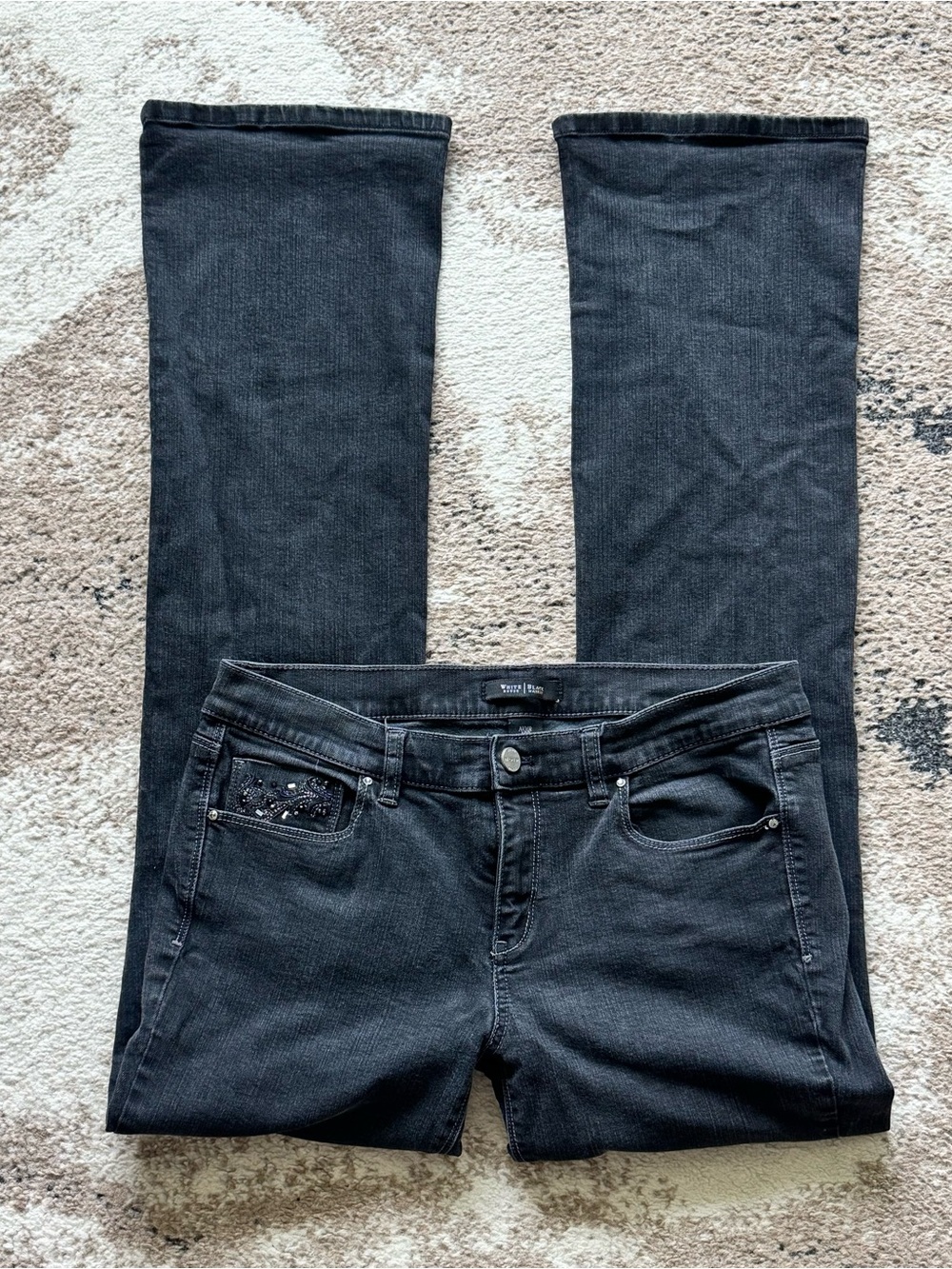 White House Black Market Black Bootcut Jeans with Embellished Pockets Y2K